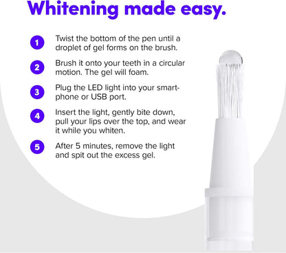 SmileDirectClub Teeth Whitening Kit with LED Light - 4 Pack Gel Pens - Professional Strength Hydrogen Peroxide