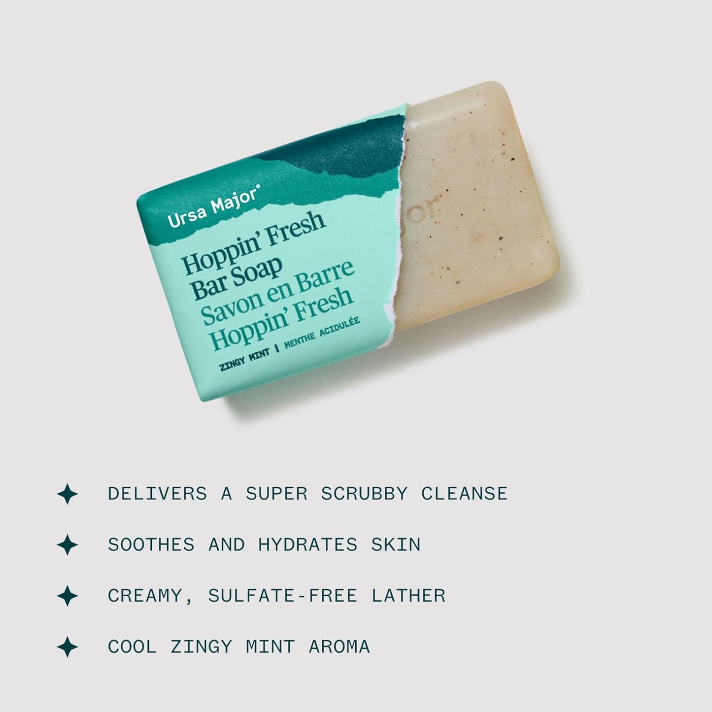 Ursa Major Hoppin' Fresh Bar Soap | Formerly Known As Morning Mojo Bar Soap | Natural, Exfoliating Soap with Peppermint..