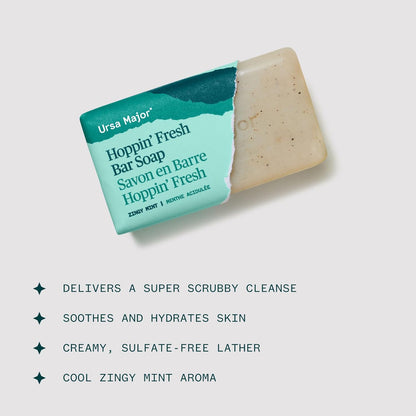 Ursa Major Hoppin' Fresh Bar Soap | Formerly Known As Morning Mojo Bar Soap | Natural, Exfoliating Soap with Peppermint..