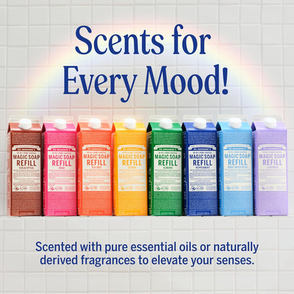 Dr. Bronner's Pure-Castile Liquid Magic Soap Bottle &amp; Refill Carton - Made with Regenerative Organic Certified Oils..