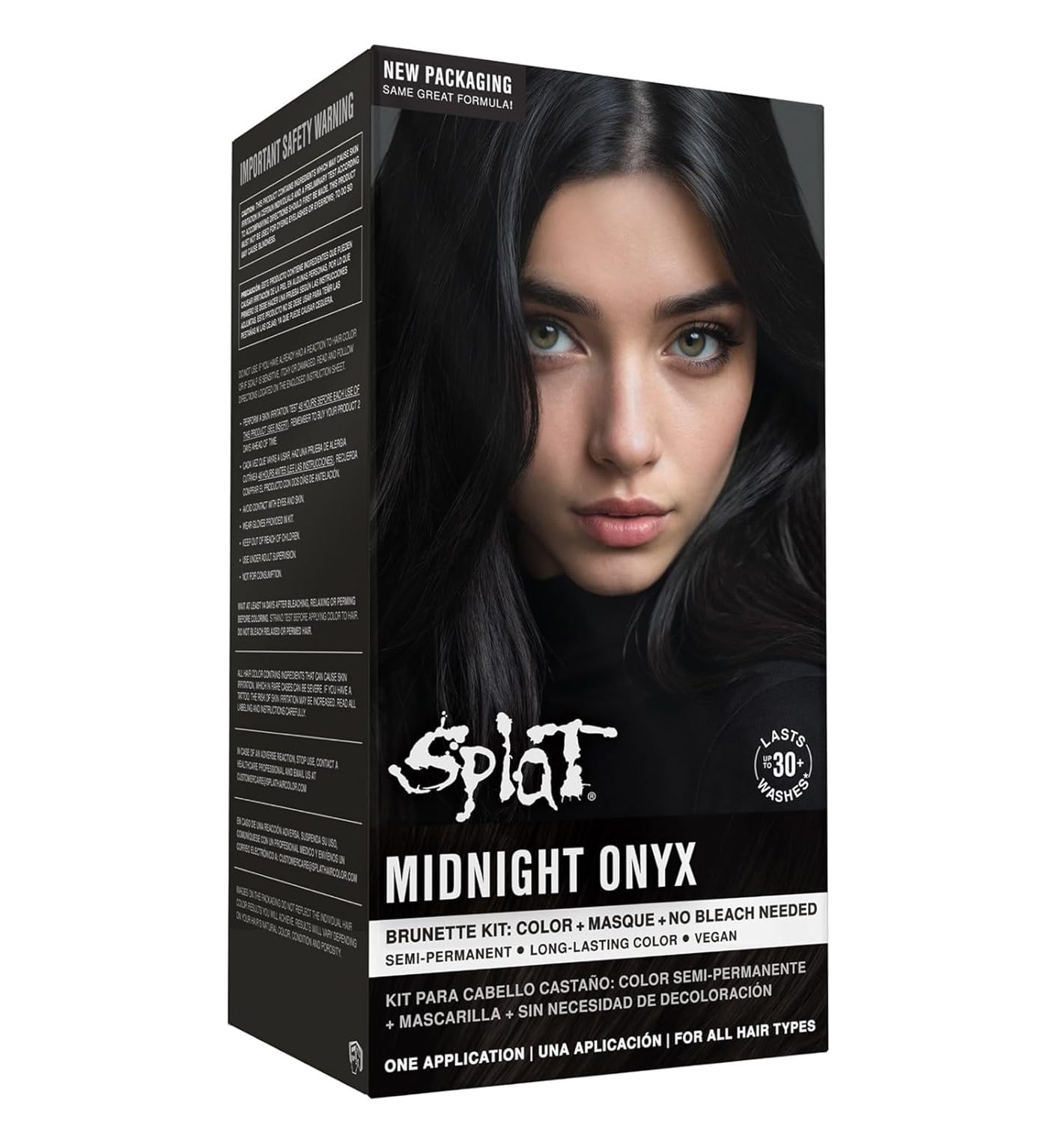 Splat Midnight Onyx Semi Permanent Hair Dye Kit, 1 Application, Includes Deep Reconstructor Conditioner, Lasts 30 Washes..