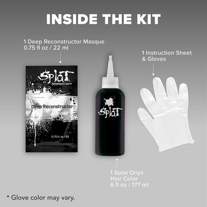 Splat Midnight Onyx Semi Permanent Hair Dye Kit, 1 Application, Includes Deep Reconstructor Conditioner, Lasts 30 Washes..