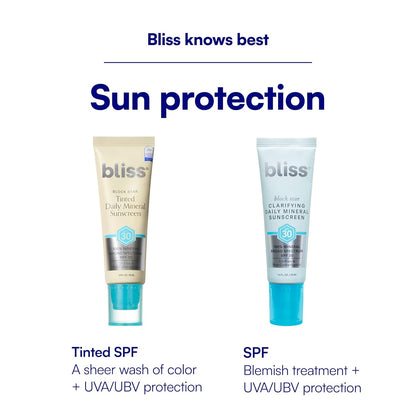 Bliss Block Star SPF 30 Daily Tinted Mineral Sunscreen with Zinc Oxide - All Skin Tones..