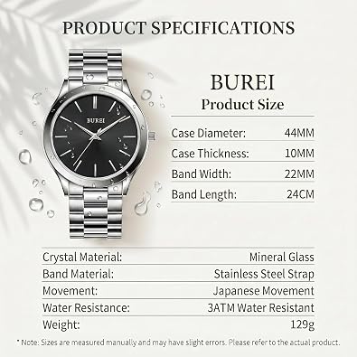 Men Watches Gifts for Men Fashion Stainless Steel Analog Quartz Waterproof Watches for Mens