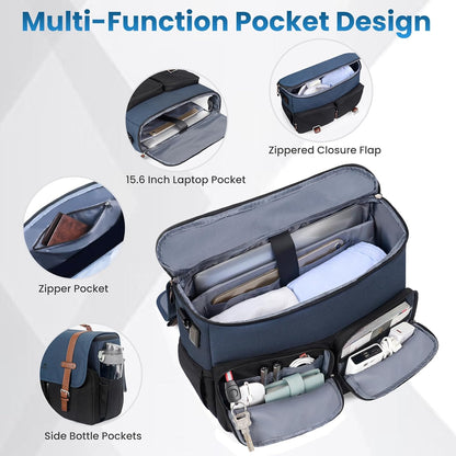 MATEIN Messenger Bag for School with USB Charging Port, Large Crossbody Satchel 15.6 inch (Blue-Black)