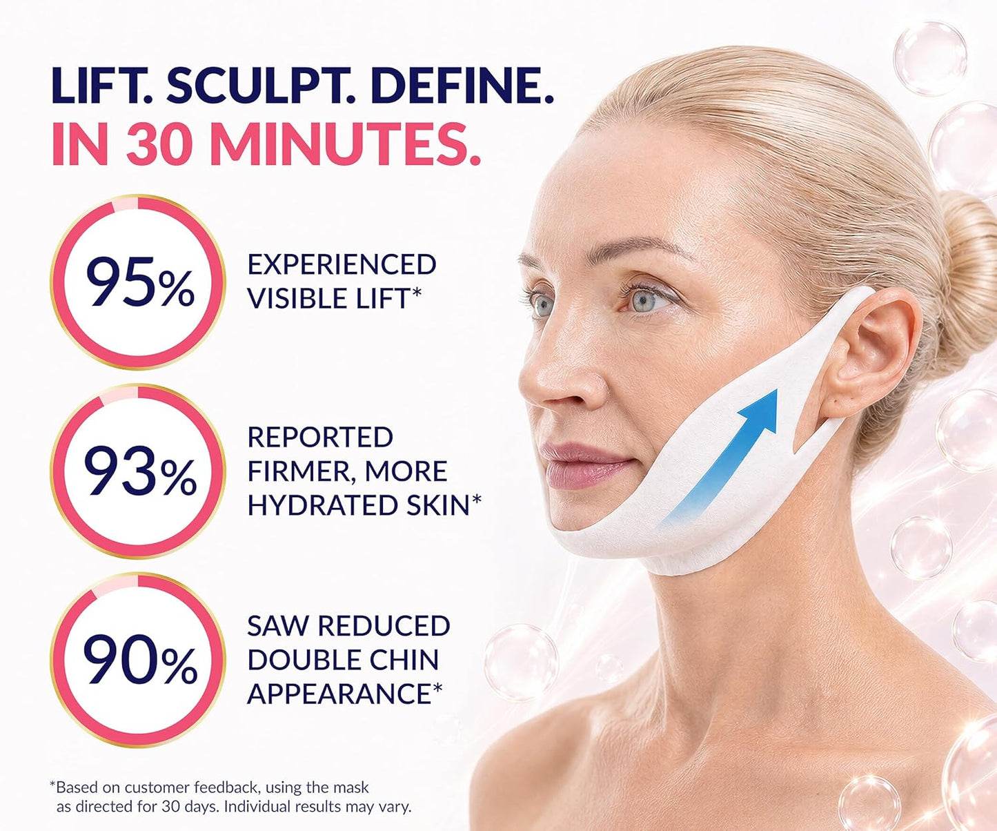 Stylia V Line Lifting Collagen Mask - Lift, Firm &amp; Contour Jawline - Tightening Double Chin Strap with Hyaluronic Acid & Aloe..