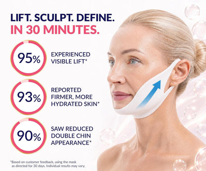 Stylia V Line Lifting Collagen Mask - Lift, Firm &amp; Contour Jawline - Tightening Double Chin Strap with Hyaluronic Acid & Aloe..