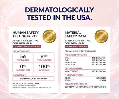 Stylia V Line Lifting Collagen Mask - Lift, Firm &amp; Contour Jawline - Tightening Double Chin Strap with Hyaluronic Acid & Aloe..