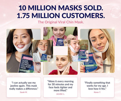 Stylia V Line Lifting Collagen Mask - Lift, Firm &amp; Contour Jawline - Tightening Double Chin Strap with Hyaluronic Acid & Aloe..
