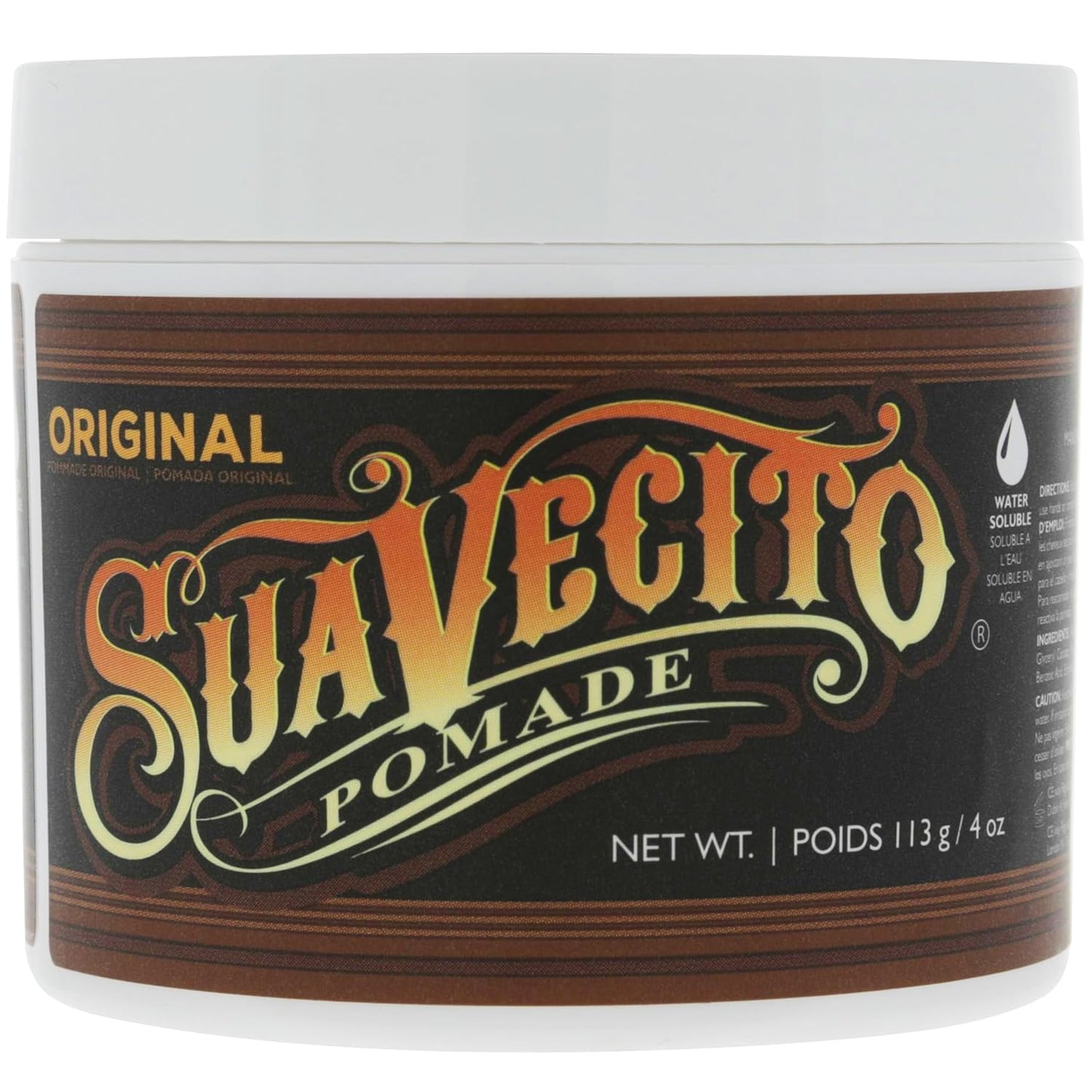 Suavecito Pomade Original Hold For Men 4 oz, 1 Pack - Medium Shine Water Based Wax Like Flake Free Hair Gel..