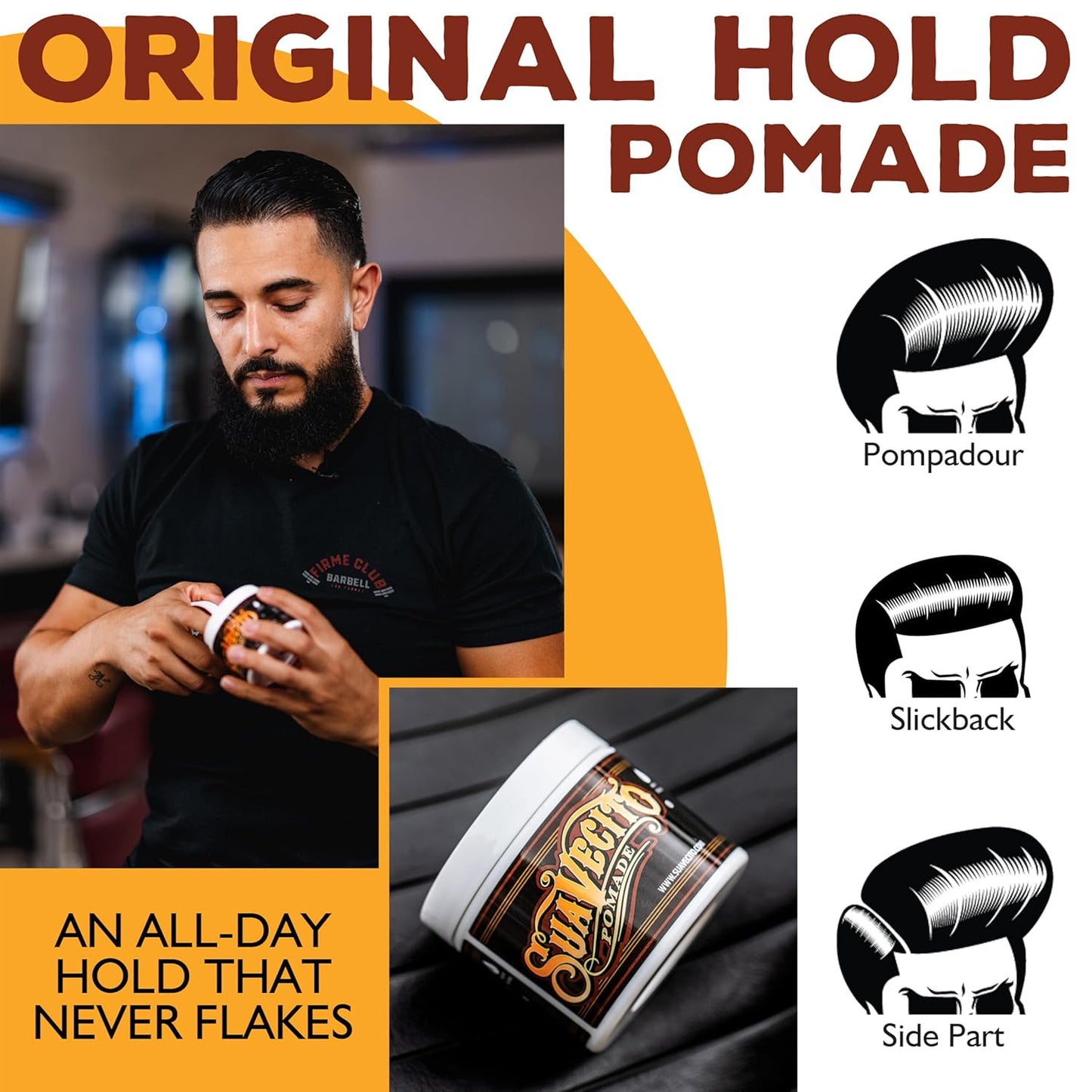 Suavecito Pomade Original Hold For Men 4 oz, 1 Pack - Medium Shine Water Based Wax Like Flake Free Hair Gel..