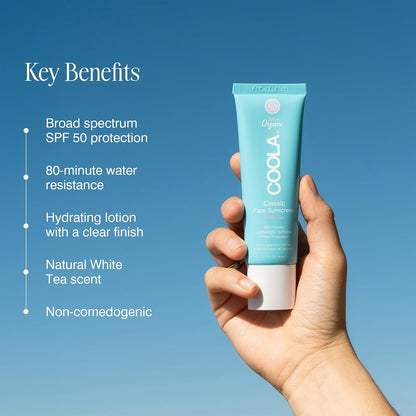 COOLA Organic Face Sunscreen SPF 50 Sunblock Lotion, Dermatologist Tested Skin Care for Daily Protection, Vegan and Gluten Free, Fragrance Free
