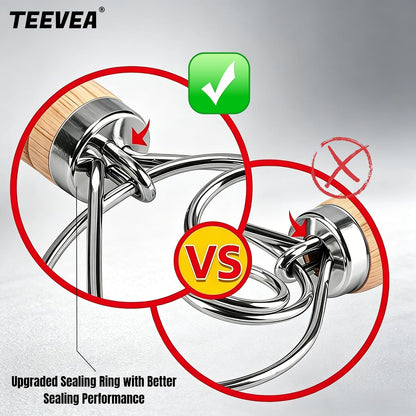 TEEVEA Danish Dough  Whisk Stainless Steel Wooden Handle for Sourdough Bread..