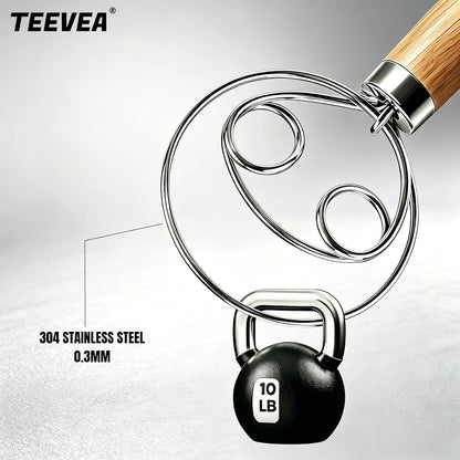 TEEVEA Danish Dough  Whisk Stainless Steel Wooden Handle for Sourdough Bread..
