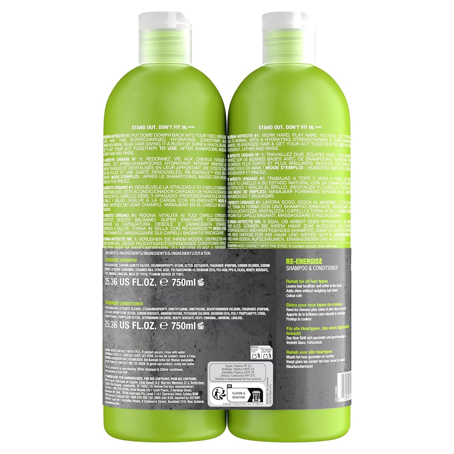 TIGI Bed Head Urban Antidotes Re-Energize Shampoo 25.36 oz (Pack of 2)