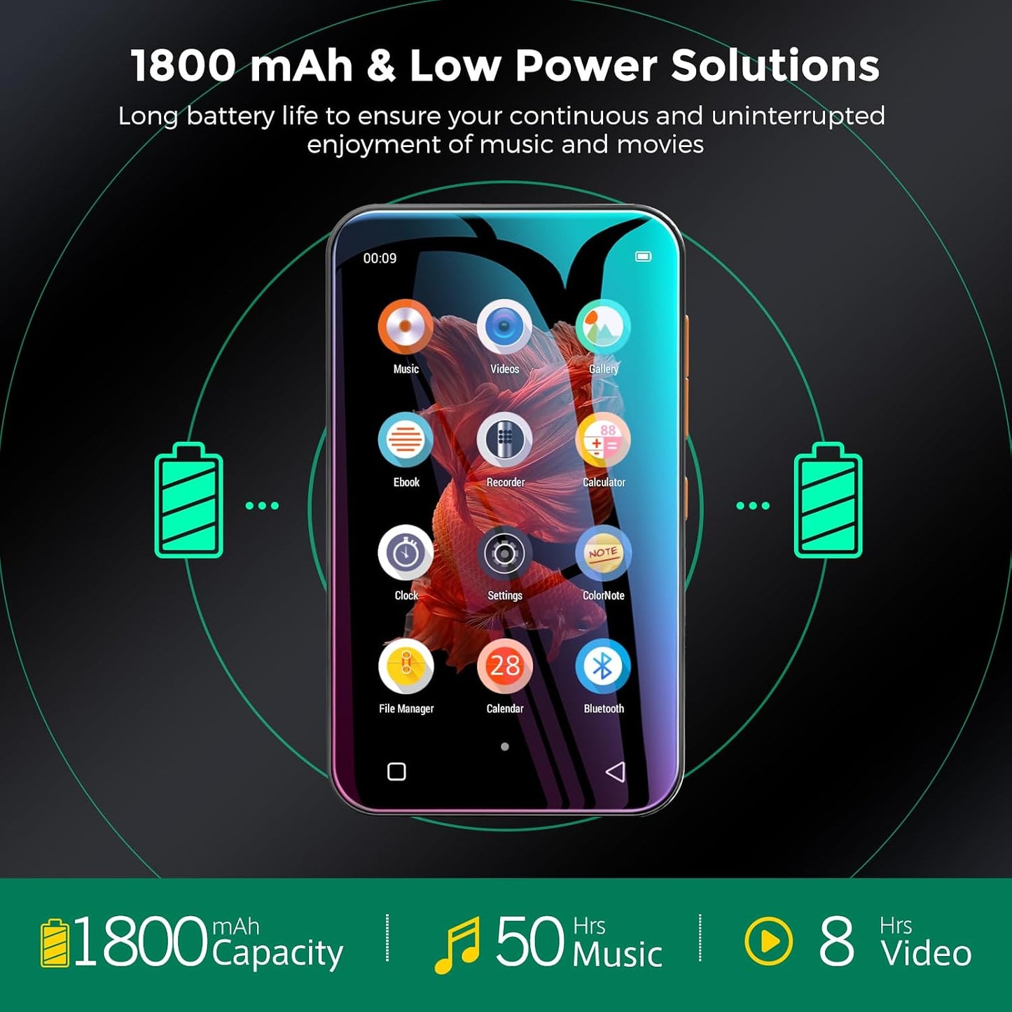 TIMMKOO 72GB MP3 Player with Bluetooth, 4.0" Full Touchscreen Mp4 Player with Speaker..