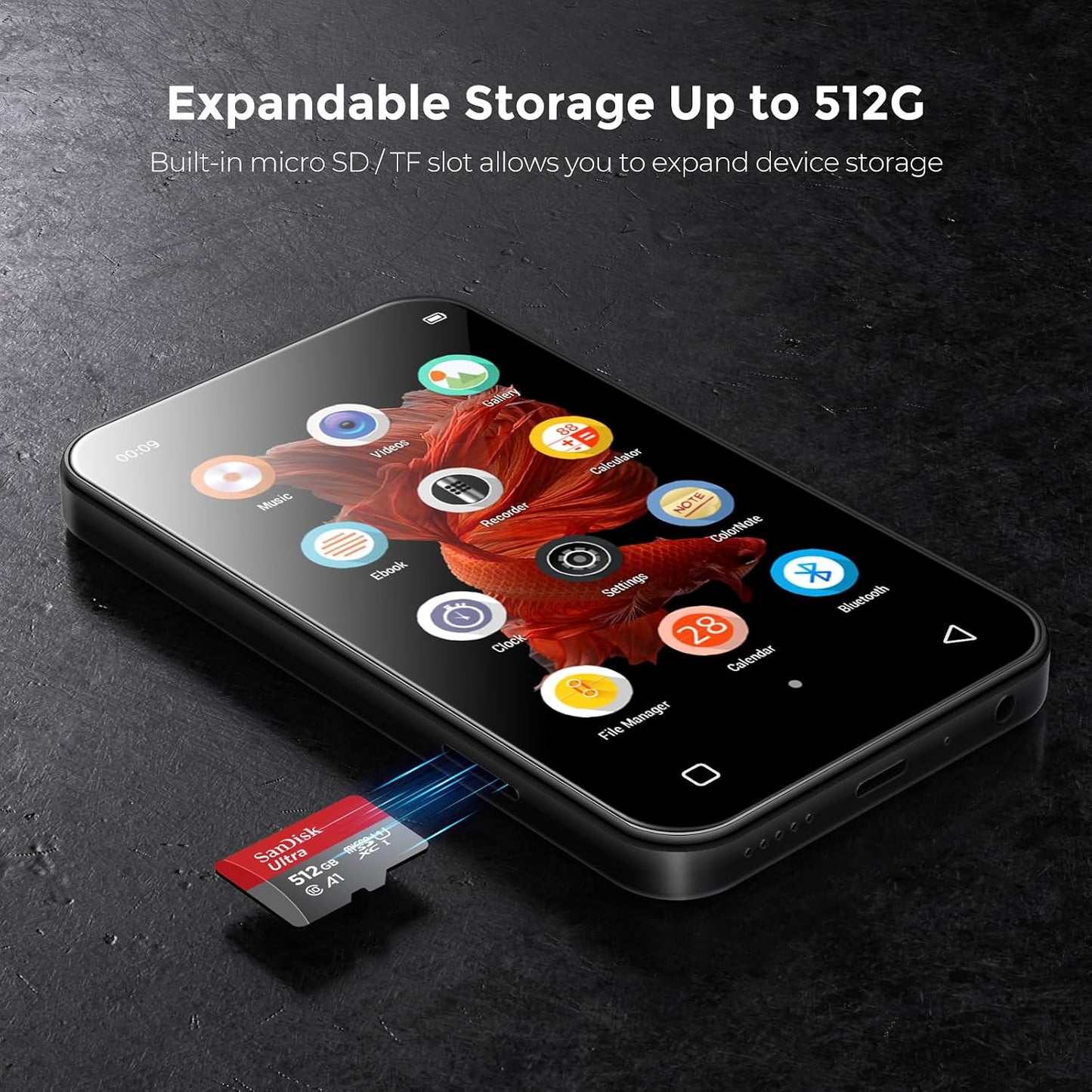 TIMMKOO 72GB MP3 Player with Bluetooth, 4.0" Full Touchscreen Mp4 Player with Speaker..