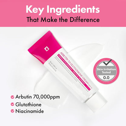 TOSOWOONG Arbutin 7% Glutathione Cream, 70,000ppm Arbutin + 5,001ppm Glutathione, Niacinamide, Dark Spots, Freckle, Blemishes..