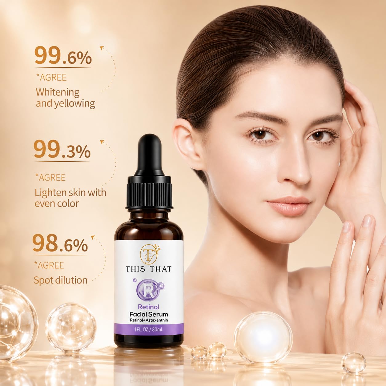 TTFM Retinol Facial Serum 30ml 1.0 Fl OZ | Retinol + Astaxanthin Serum | Hydrating Formula Facial Serum | Skincare For Dull Skin | Anti-Aging Serum