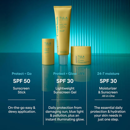 TULA Skincare Protect + Glow Daily Sunscreen SPF, for Dullness & Sun Protection..
