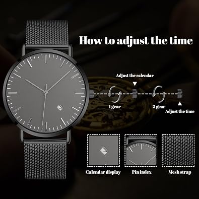 TWOPTION Mens Watches Sleek Minimalist Analog Quartz Waterproof Watches