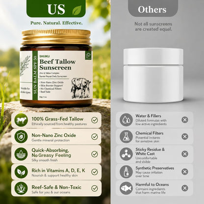 Beef Tallow Sunscreen SPF 50 for Face &amp; Body, Organic Mineral Sunscreen with Non-Nano Zinc Oxide..
