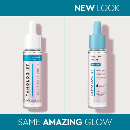 Tanologist Self-Tan Drops- Medium, Bronzing Serum, Customizable Face & Body Self Tanner for Moisturizer..