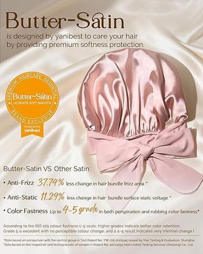 YANIBEST Adjustable Silk Bonnet for Sleeping Women Double Layer Satin Bonnet Reduce Friction Prevent Frizz Curly Hair