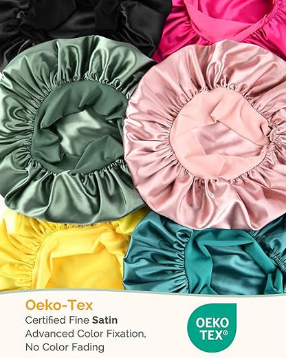 YANIBEST Adjustable Silk Bonnet for Sleeping Women Double Layer Satin Bonnet Reduce Friction Prevent Frizz Curly Hair