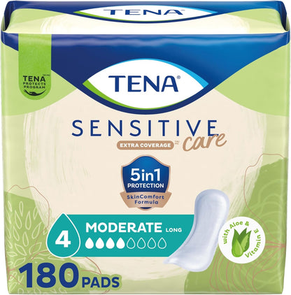 Tena Sensitive Adult Bladder Control Pads, Female Pads, 12 in, 180 ct