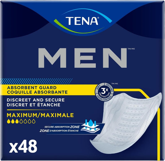 Tena Incontinence Guards for Men, Moderate Absorbency, 48 Count (Pack of 1)