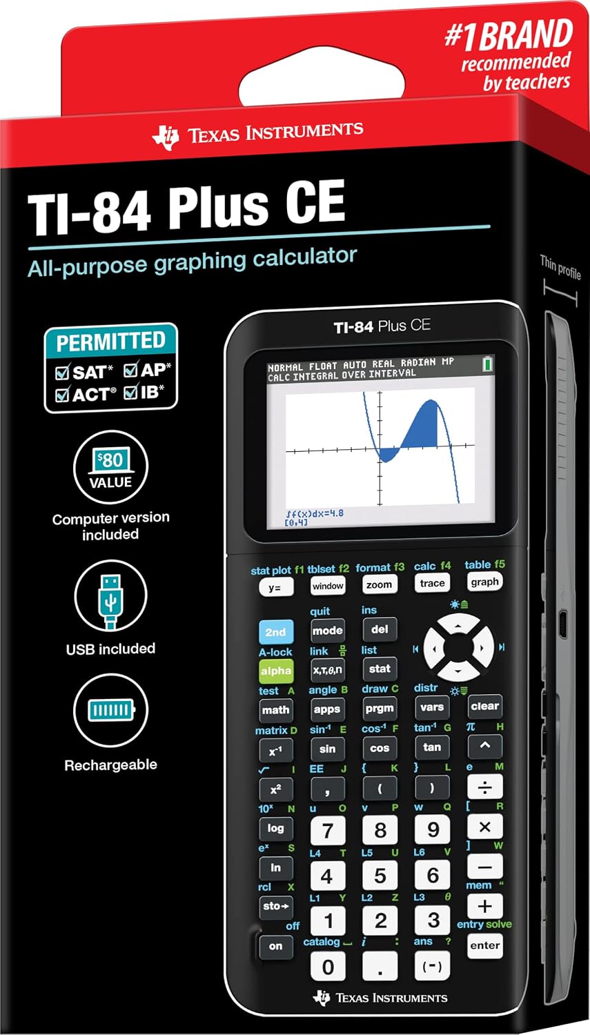 Texas Instruments TI-84 Plus CE Color Graphing Calculator, Black