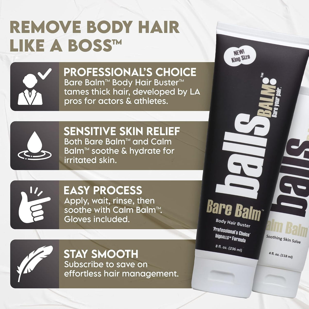 The Bare Pair Double Pro Pac King Kombo - Body Hair Management System (w/Exfoliating Glove)