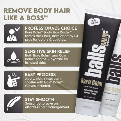 The Bare Pair Double Pro Pac King Kombo - Body Hair Management System (w/Exfoliating Glove)
