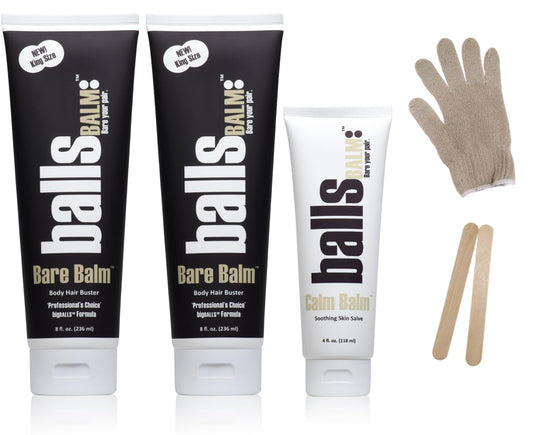 The Bare Pair Double Pro Pac King Kombo - Body Hair Management System (w/Exfoliating Glove)