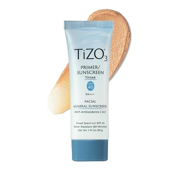 TiZO3 Facial Mineral Sunscreen and Primer, Tinted Broad Spectrum SPF 40..