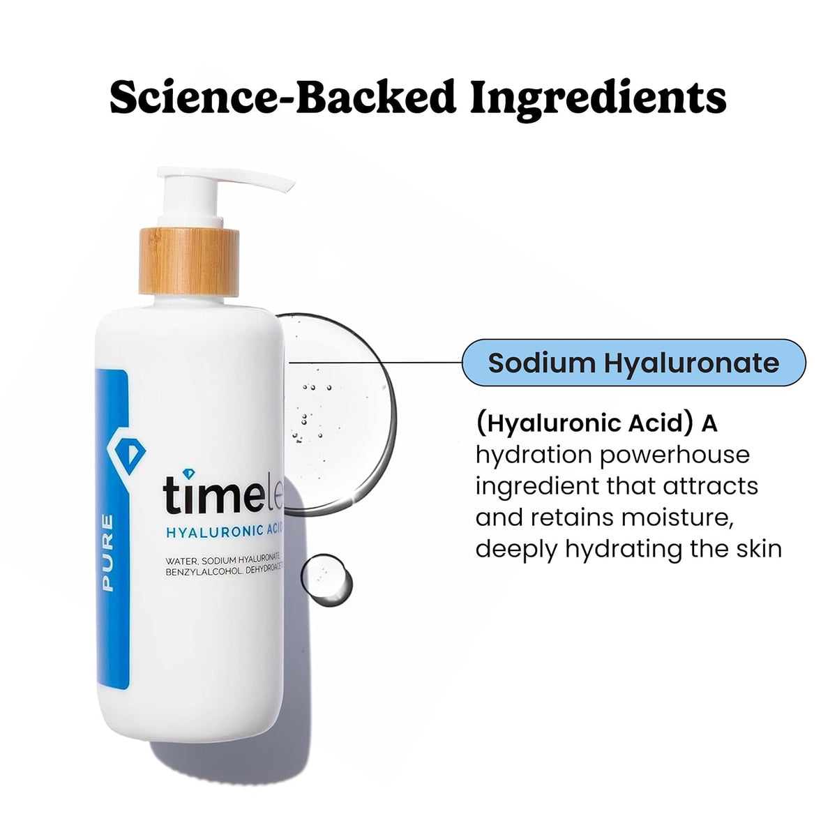 Timeless Hyaluronic Acid 100% Pure Serum, Hydrating, 8 fl oz