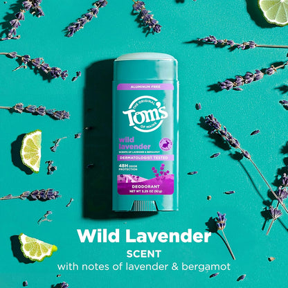 Tom’s of Maine Wild Lavender Natural Deodorant for Men and Women, Aluminum Free, No Artificial Fragrances..