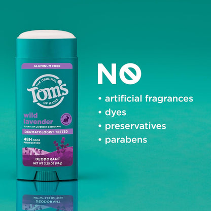 Tom’s of Maine Wild Lavender Natural Deodorant for Men and Women, Aluminum Free, No Artificial Fragrances..