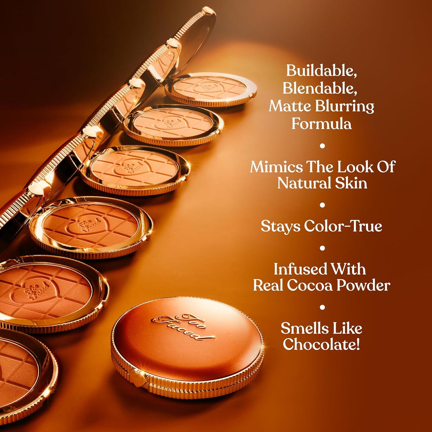 Too Faced Chocolate Soleil Matte Blurring Bronzer | Matte Bronzer Powder that Mimics Natural Skin..