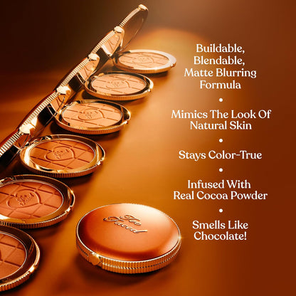 Too Faced Chocolate Soleil Matte Blurring Bronzer | Matte Bronzer Powder that Mimics Natural Skin..