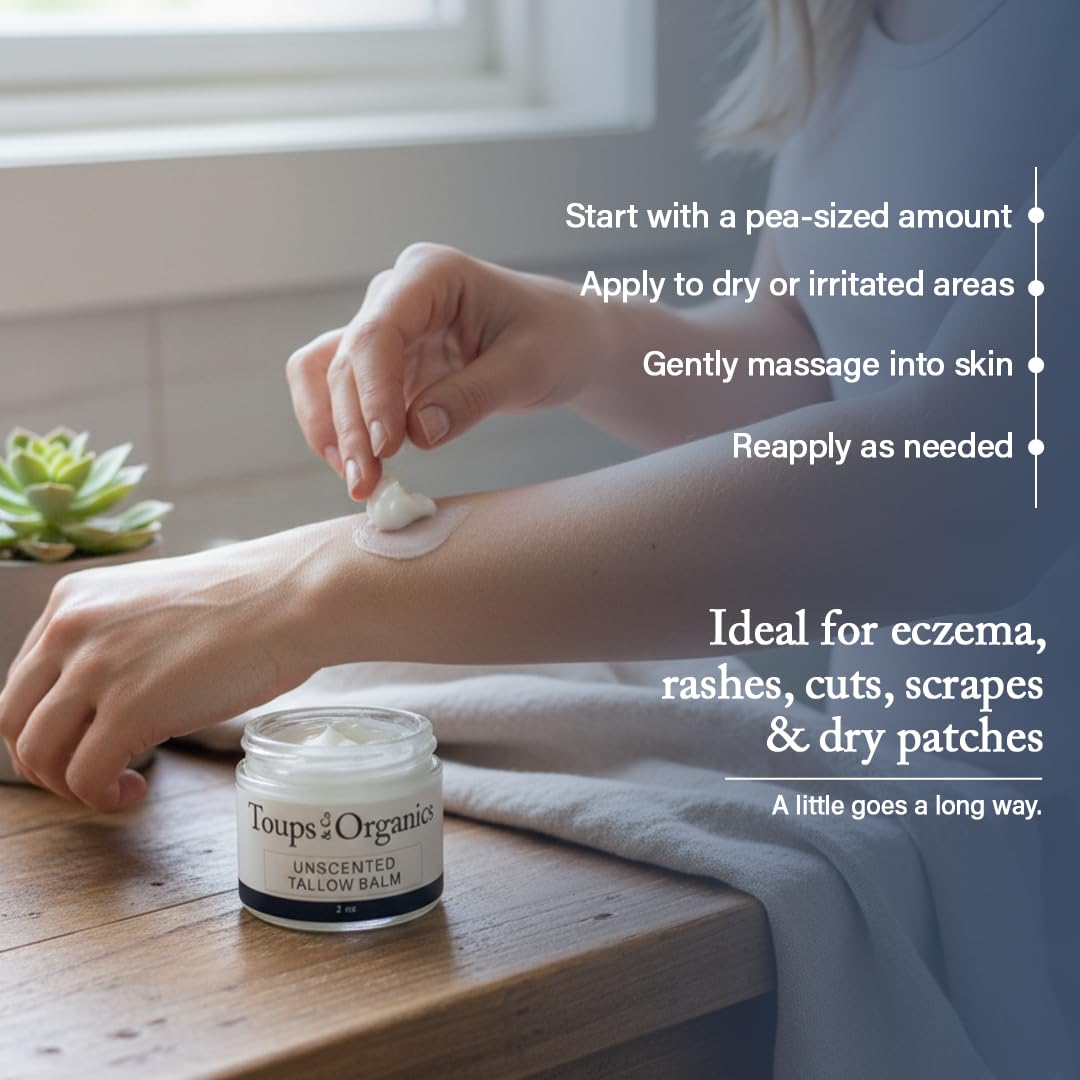 Toups & Co Tallow Balm – Unscented | Grass-Fed Tallow Balm for Face & Body | Fragrance-Free Daily Moisturizer..