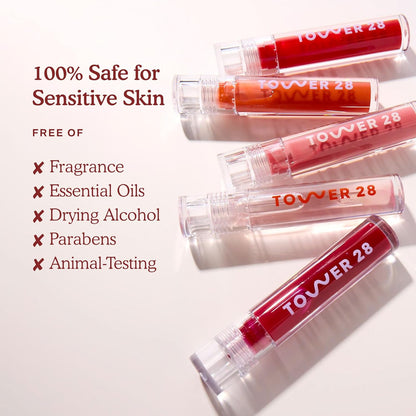 Tower 28 ShineOn Lip Gloss Jelly - Hydrating Tinted Lip Balm + Milky Gloss for Sensitive Lips..