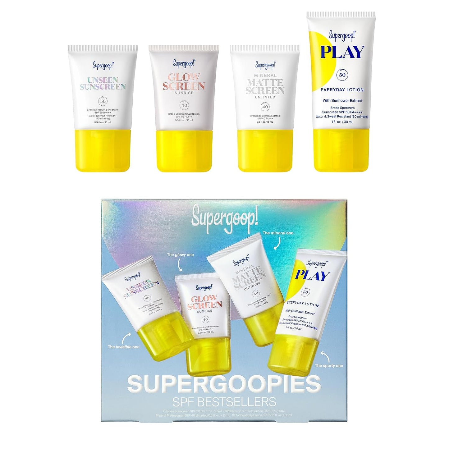 Supergoop! SPF Travel-Sized Favorites Set, Set name:Supergoopies SPF Bestsellers