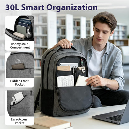 MATEIN Travel Laptop Backpack, 17 Inch Work TSA Approved Carry on Backpack, Grey