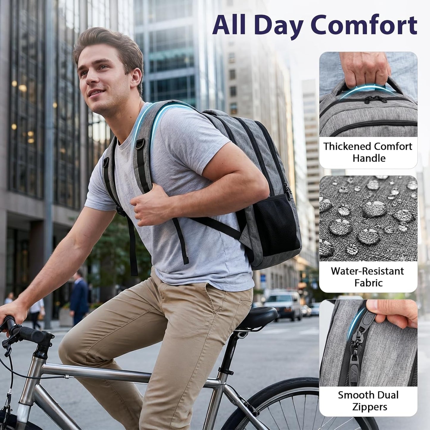 MATEIN Travel Laptop Backpack, 17 Inch Work TSA Approved Carry on Backpack, Grey