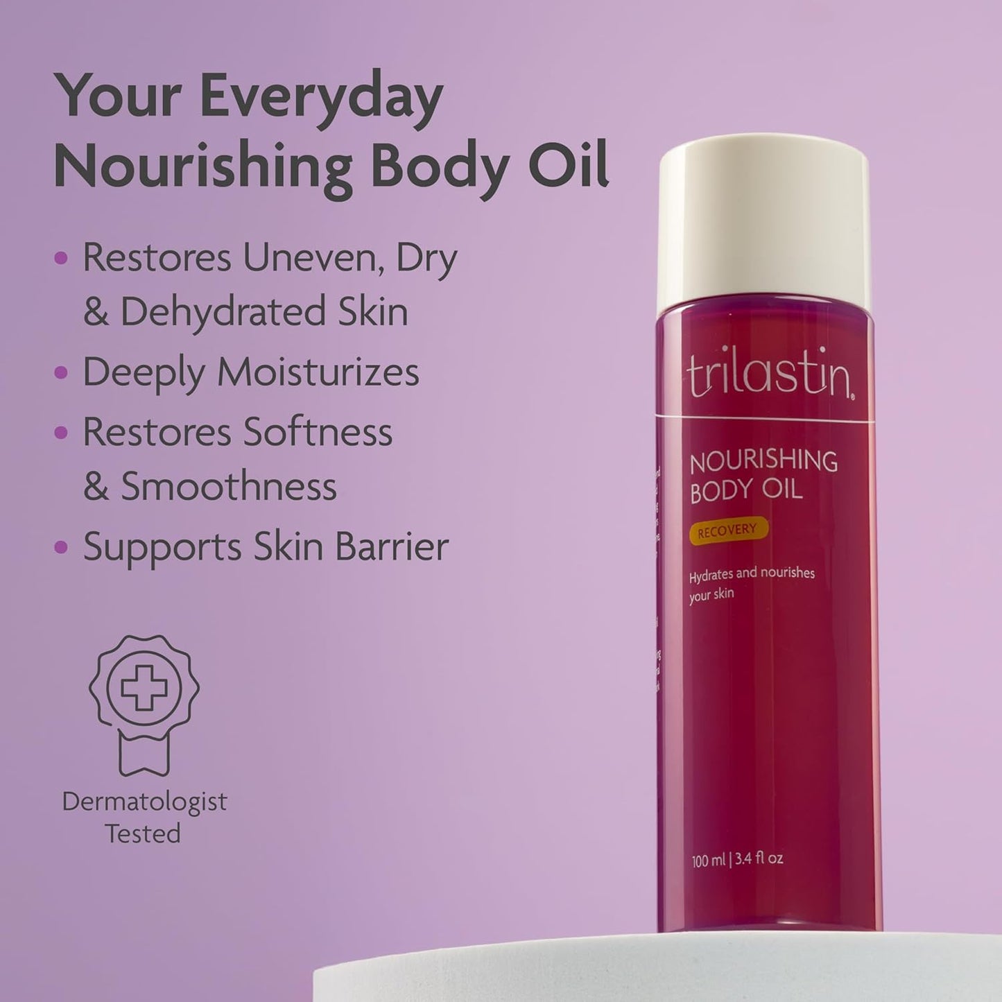Trilastin Body Oil (3.4oz) | Vitamin-Infused Stretch Mark Oil | Body Serum for Scars, Stretch Marks, and Moisturizing..