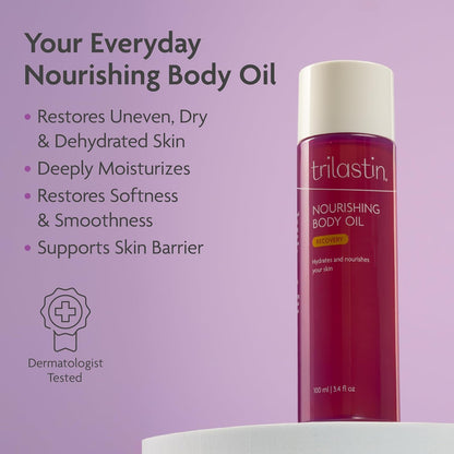 Trilastin Body Oil (3.4oz) | Vitamin-Infused Stretch Mark Oil | Body Serum for Scars, Stretch Marks, and Moisturizing..
