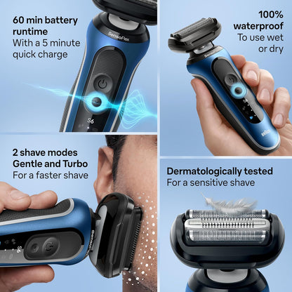Braun Electric Shaver for Men, Series 6 6172cc, Wet & Dry Shave, Shaving Kit with SmartCare Center and Precision Trimmer