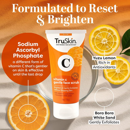 TruSkin Vitamin C Face Scrub &amp; Face Exfoliator - Brightening Facial Scrub with Bora Bora White Sand &amp; Yuzu Lemon..